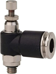 PRO-SOURCE - 10-32 Male NPT x 1/4" Tube OD Miniature Exhaust Valve - 0 to 113.76 psi & Techno Polymer, Brass, Steel Material - Caliber Tooling