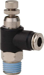 PRO-SOURCE - 1/4" Male NPT x 1/4" Tube OD Compact Banjo Valve - 0 to 113.76 psi & Techno Polymer, Brass, Steel Material - Caliber Tooling