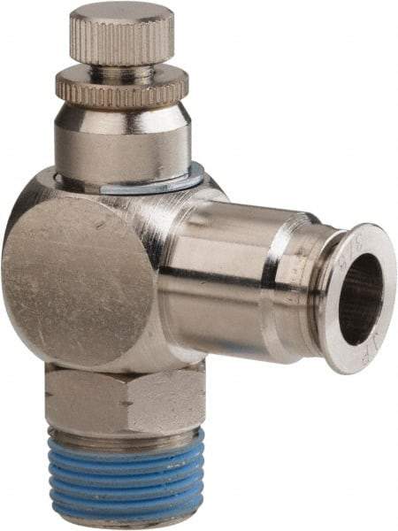 PRO-SOURCE - 3/8" Male NPT x 3/8" Tube OD Tamper Resistant Valve - 0 to 113.76 psi & Nickel Plated Brass Material - Caliber Tooling