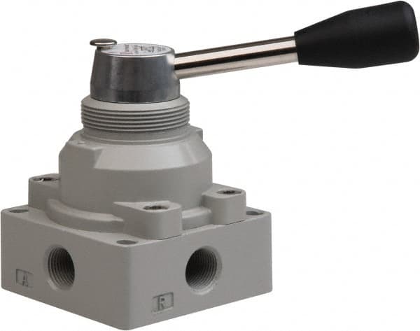 Value Collection - 3/8" NPT Manual Mechanical Valve - 4-Way, 2 Position with L Cock Device, 0.976 CV Rate & 127.98 Max psi - Caliber Tooling