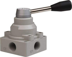 PRO-SOURCE - 1/2" NPT Manual Mechanical Valve - 4-Way, 2 Position, Lever, 0.98 CV Rate & 127.98 Max psi - Caliber Tooling