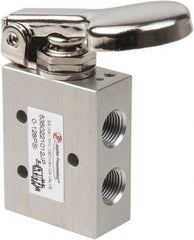 PRO-SOURCE - 1/8" NPT 5 Way, 2 Position Mini Mechanical Valve - 0.34 CV Rate, 9 CFM, 127.98 Max psi, Finger Button/Spring Actuator - Caliber Tooling