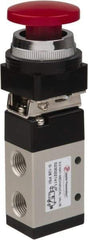 PRO-SOURCE - 1/4" NPT Mechanically Operated Air Valve - 3 Way, 2 Position, Palm Button/Spring, 0.98 CV Rate & 127.98 Max psi - Caliber Tooling