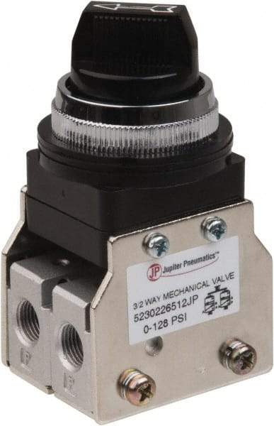 Value Collection - 1/8" NPT Mechanically Operated Air Valve - 3 Way, 2 Position, Two Stack Selector/Manual, 0.76 CV Rate & 127.98 Max psi - Caliber Tooling