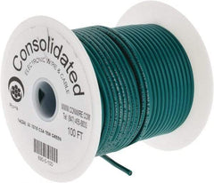 Made in USA - 16 AWG, 26 Strand, 100' OAL, Tinned Copper Hook Up Wire - Green PVC Jacket, 0.117" Diam - Caliber Tooling