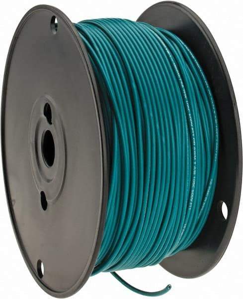 Made in USA - 18 AWG, 16 Strand, 500' OAL, Tinned Copper Hook Up Wire - Green PVC Jacket, 0.106" Diam - Caliber Tooling