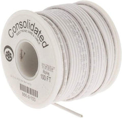 Made in USA - 22 AWG, 7 Strand, 100' OAL, Tinned Copper Hook Up Wire - White PVC Jacket, 0.091" Diam - Caliber Tooling