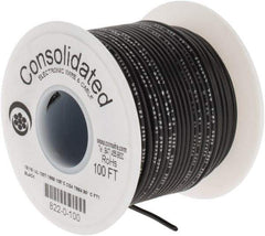 Made in USA - 18 AWG, 16 Strand, 100' OAL, Tinned Copper Hook Up Wire - Black PVC Jacket, 0.08" Diam - Caliber Tooling