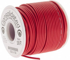 Made in USA - 20 AWG, 10 Strand, 100' OAL, Tinned Copper Hook Up Wire - Red PVC Jacket, 0.07" Diam - Caliber Tooling