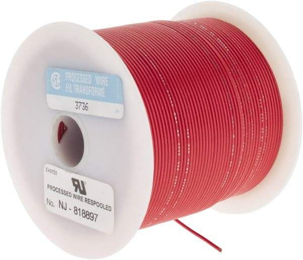 Made in USA - 22 AWG, 7 Strand, 500' OAL, Tinned Copper Hook Up Wire - Red PVC Jacket, 0.062" Diam - Caliber Tooling