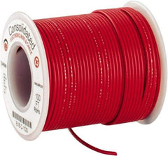 Made in USA - 22 AWG, 7 Strand, 100' OAL, Tinned Copper Hook Up Wire - Red PVC Jacket, 0.062" Diam - Caliber Tooling