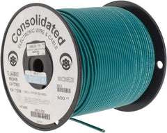 Made in USA - 12 AWG, 65 Strand, 500' OAL, Tinned Copper Hook Up Wire - Green PVC Jacket, 0.155" Diam - Caliber Tooling