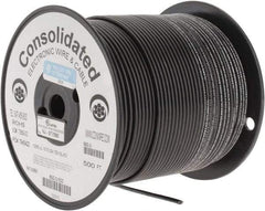 Made in USA - 12 AWG, 65 Strand, 500' OAL, Tinned Copper Hook Up Wire - Black PVC Jacket, 0.155" Diam - Caliber Tooling