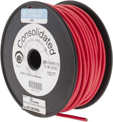 Made in USA - 12 AWG, 65 Strand, 100' OAL, Tinned Copper Hook Up Wire - Red PVC Jacket, 0.155" Diam - Caliber Tooling