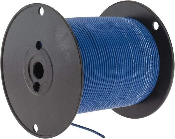 Made in USA - 14 AWG, 41 Strand, 500' OAL, Tinned Copper Hook Up Wire - Blue PVC Jacket, 0.136" Diam - Caliber Tooling