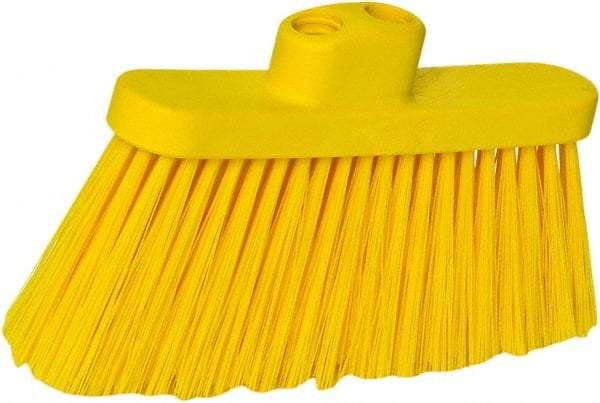 PRO-SOURCE - 10" Wide, Yellow Polypropylene Bristles, Angled Broom - Threaded Handle, 10 Inch Wide Broom, Yellow Bristles, Handle Sold Separately - Caliber Tooling