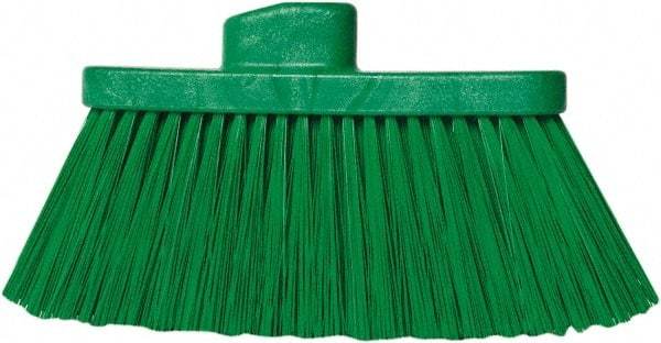 PRO-SOURCE - 10" Wide, Green Polypropylene Bristles, Angled Broom - Threaded Handle, 10 Inch Wide Broom, Green Bristles, Handle Sold Separately - Caliber Tooling