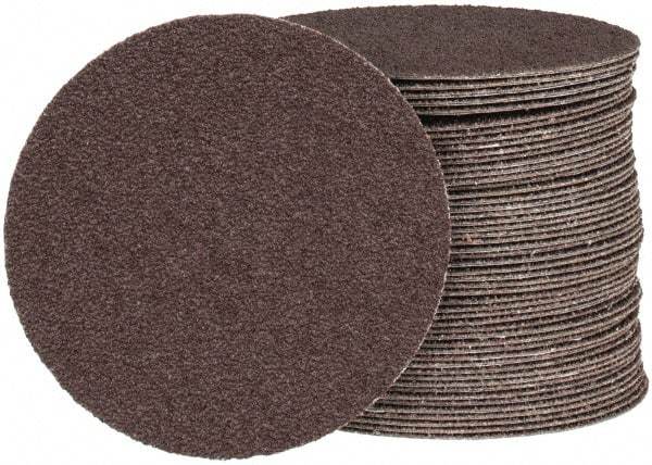 Tru-Maxx - 4" Diam, 50 Grit Aluminum Oxide Adhesive PSA Disc - Coarse Grade, X Weighted Cloth Backing, For Right Angle/Vertical Shaft Portable Grinders - Caliber Tooling