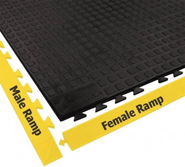 Wearwell - 3' Long x 1' Wide x 5/8" Thick, Anti-Fatigue Modular Matting Tiles - Male & Female, 4 Interlocking Sides, Black, For Dry Areas, Series 502 - Caliber Tooling