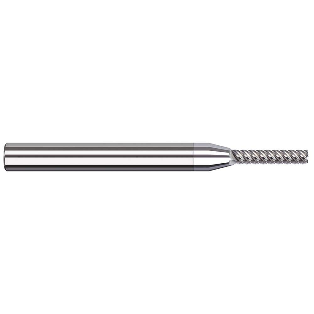 Square End Mill: 0.1'' Dia, 1/2'' LOC, 1/8'' Shank Dia, 2-1/2'' OAL, 5 Flutes, Solid Carbide Single End, TiB2 Finish, 50 ° Variable Helix, RH Cut, RH Flute