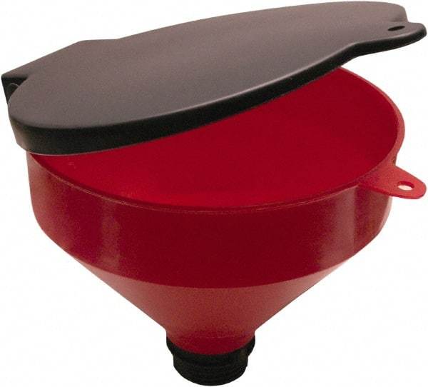 Funnel King - 8" High x 9-1/8" Diam, Polypropylene, Manual Closing Drum Funnel with Lockable Lid - 55 Gal Drum/Pail Capacity - Caliber Tooling