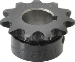 Browning - 11 Teeth, 3/8" Chain Pitch, Chain Size 35, Finished Bore Sprocket - 5/8" Bore Diam, 1.331" Pitch Diam, 1-1/2" Outside Diam - Caliber Tooling