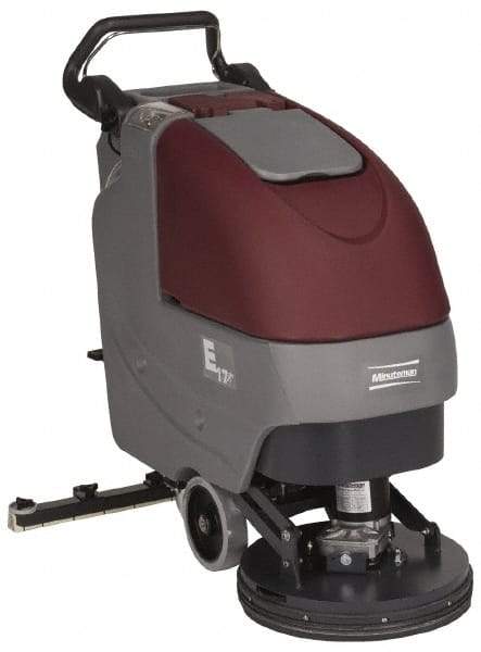 Minuteman - 17" Cleaning Width, Battery Powered Floor Scrubber - 0.75 (Brush) & 0.75 (Vacuum) hp, 180 RPM, 45" Water Lift, 12 Gal Tank Capacity, Series E17 - Caliber Tooling