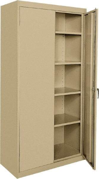 Sandusky Lee - 5 Shelf Locking Storage Cabinet - Steel, 36" Wide x 24" Deep x 72" High, Tan - Caliber Tooling