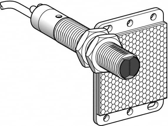 Telemecanique Sensors - Cable Connector, 5m Nominal Distance, Shock and Vibration Resistant, Polarized Retroreflective Photoelectric Sensor - 24 to 240 VAC/VDC, 25 Hz, Brass, 82mm Long x 18mm Wide x 1.8 Inch High - Caliber Tooling