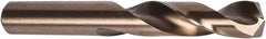 Precision Twist Drill - 19/32" 135° Spiral Flute Cobalt Screw Machine Drill Bit - Oxide/Gold Finish, Right Hand Cut, 2-5/8" Flute Length, 4-1/8" OAL, Split Point, Straight Shank - Caliber Tooling