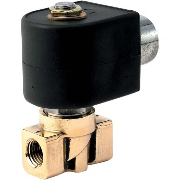 Parker - 12 VDC 1/4" NPT Port Brass Two-Way Direct Acting Solenoid Valve - Caliber Tooling