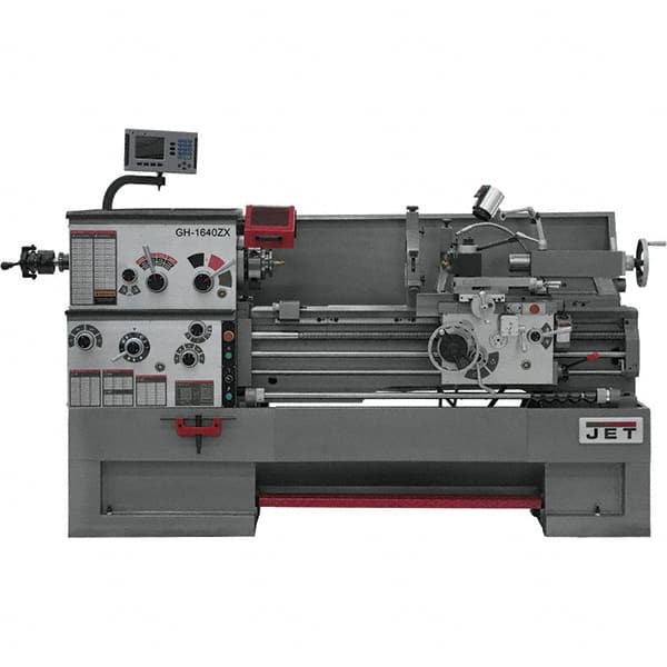 Jet - 16" Swing, 60" Between Centers, 230 Volt, Triple Phase Engine Lathe - 4MT Taper, 7-1/2 hp, 40 to 1,800 RPM, 1-1/2" Bore Diam - Caliber Tooling