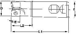 Superbee - 0.007 to 0.06 Inch Cutting Radius, 1 Inch Cutter Diameter, 2 Style EM15 Inserts, 3/4 Inch Shank Diameter, Indexable Convex Radius Cutter - 4.5 Inch Overall Length - Caliber Tooling