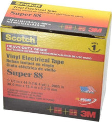 3M - 1-1/2" x 44', Black Vinyl Electrical Tape - Series 88, 8.5 mil Thick, 20 Lb./Inch Tensile Strength - Caliber Tooling