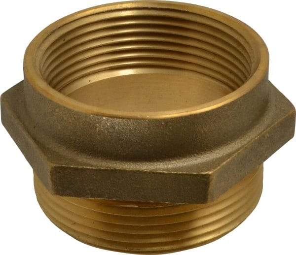 EVER-TITE Coupling Products - 2-1/2 FNPT x 2-1/2 MNST Hydrant Hex Nipple - Brass - Caliber Tooling