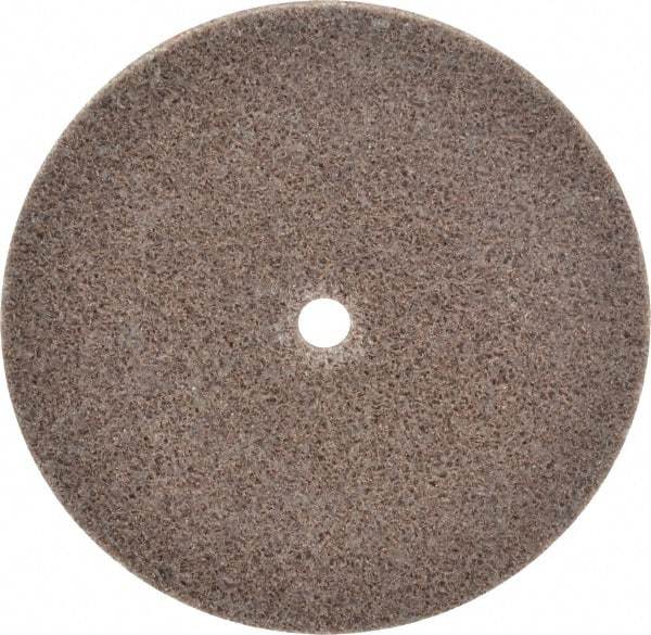 3M - 3" Diam, 1/8" Face Width, 1/4" Center Hole, Medium Grade, Aluminum Oxide Deburring Wheel - Unitized, Hard Density 8 Grade, 18,100 RPM - Caliber Tooling