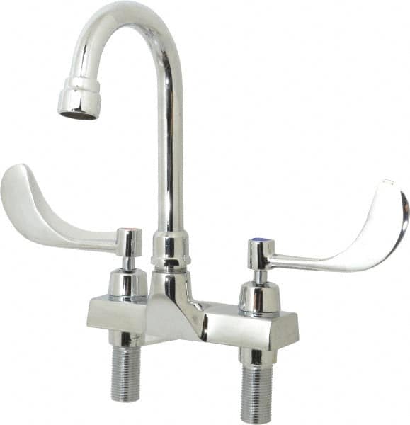 Speakman - Wrist Blade Handle, Centerset Bathroom Faucet - Two Handle, Internal Drain, Gooseneck Spout - Caliber Tooling