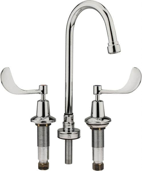 Speakman - Wrist Blade Handle, Wide Spread Bathroom Faucet - Two Handle, No Drain, Gooseneck Spout - Caliber Tooling