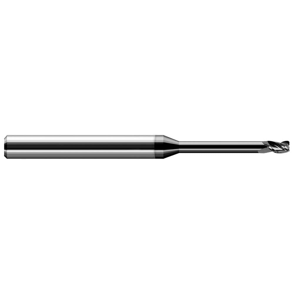 Corner Radius End Mill: 3/16″ Dia, 9/32″ LOC, 1/64″ Radius, 3 Flutes, Solid Carbide 3″ OAL, 3/16″ Shank Dia, 30 ° Helix, Amorphous Diamond Coated, Corner Radius End