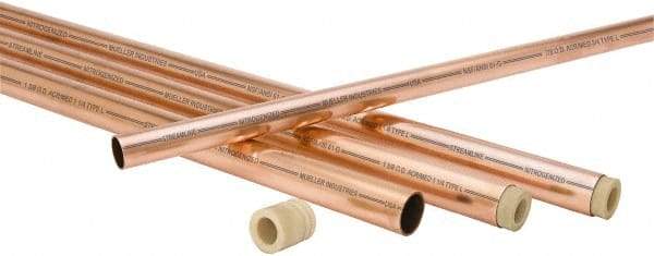 Mueller Industries - 10' Long, 5/8" OD x 1/2" ID, Grade C12200 Copper Nitrogenized Tube - 0.04" Wall Thickness, 0.285 Ft/Lb - Caliber Tooling