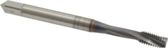 OSG - #10-32 UNF 3 Flute 2B Modified Bottoming Spiral Flute Tap - Powdered Metal, TiCN Finish, 2-3/8" OAL, Right Hand Flute, Right Hand Thread, H3, Series EXOTAP - Caliber Tooling