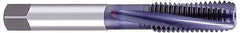 OSG - #10-32 UNF 3 Flute Modified Bottoming Spiral Flute Tap - Powdered Metal, TiCN Finish, 2-3/8" OAL, Right Hand Flute, Right Hand Thread, Oversize, H4, Series EXOTAP - Caliber Tooling