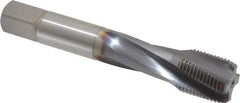 OSG - 3/4-16 UNF 4 Flute 3B Modified Bottoming Spiral Flute Tap - Powdered Metal, TiCN Finish, 4-1/4" OAL, Right Hand Flute, Right Hand Thread, H3, Series EXOTAP - Caliber Tooling