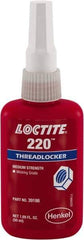 Loctite - 50 mL, Blue, Low Strength Liquid Threadlocker - Series 220, 24 hr Full Cure Time - Caliber Tooling