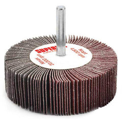 Superior Abrasives - Mounted Flap Wheels; Abrasive Type: Coated ; Outside Diameter (Inch): 3 ; Face Width (Inch): 1 ; Abrasive Material: Aluminum Oxide ; Grit: 240 ; Mounting Type: 1/4" Shank - Exact Industrial Supply