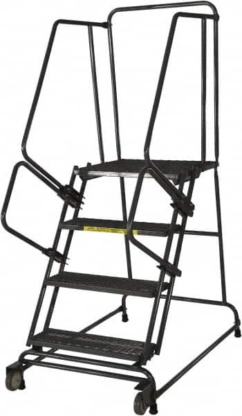 Ballymore - 30" 3 Step Ladder - Rolling Safety Ladder, 450 Lb Capacity, 30" Platform Height, 30" Base Width x 40" Base Depth, Expanded Metal Tread - Caliber Tooling