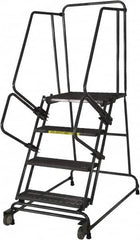 Ballymore - 40" 4 Step Ladder - Rolling Safety Ladder, 450 Lb Capacity, 40" Platform Height, 30" Base Width x 46" Base Depth, Expanded Metal Tread - Caliber Tooling