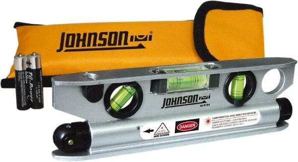 Johnson Level & Tool - 1 Beam 100' Max Range Torpedo Laser Level - Red Beam, 1/8" at 50' Accuracy, 7-1/2" Long x 2" Wide x 3/4" High, Battery Included - Caliber Tooling