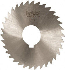 Made in USA - 3-1/2" Diam x 1/32" Blade Thickness x 1" Arbor Hole Diam, 34 Tooth Slitting and Slotting Saw - Arbor Connection, Right Hand, Uncoated, High Speed Steel, Concave Ground, Contains Keyway - Caliber Tooling