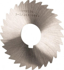 Made in USA - 3-1/2" Diam x 3/64" Blade Thickness x 1" Arbor Hole Diam, 34 Tooth Slitting and Slotting Saw - Arbor Connection, Right Hand, Uncoated, High Speed Steel, Concave Ground, Contains Keyway - Caliber Tooling